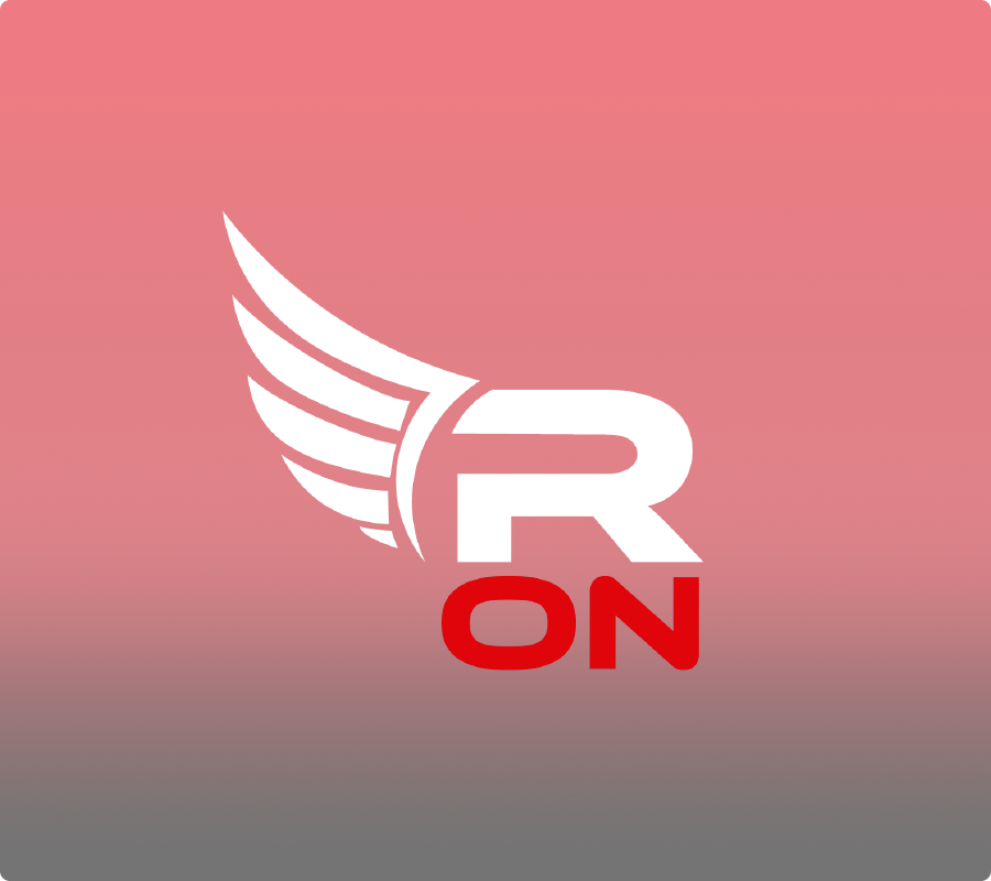 6-PRO-ÁUDIO Logotipo REAN com letra R estilizada e asa branca, texto ON indicando conexão ativa, sobre fundo vinho.