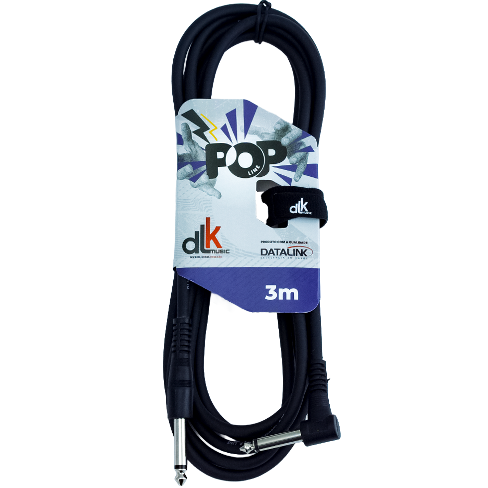 Dois cabos pretos com conectores P10 metálicos nas extremidades, usados para ligação de instrumentos musicais profissionais.