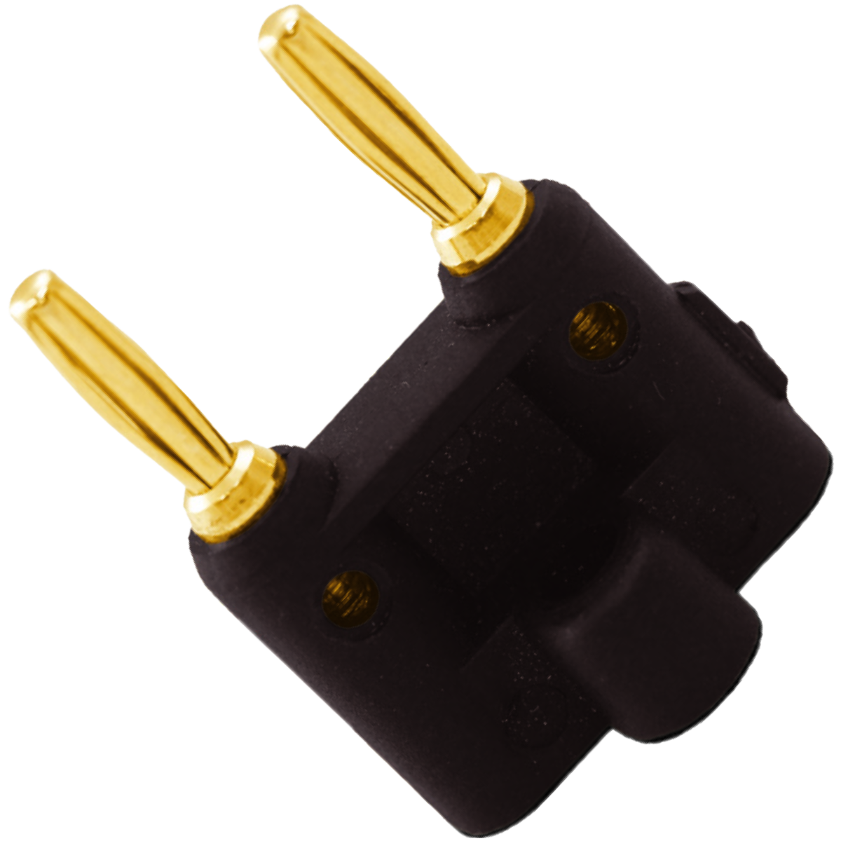 Conector Som Banana Duplo Preto Dourado.