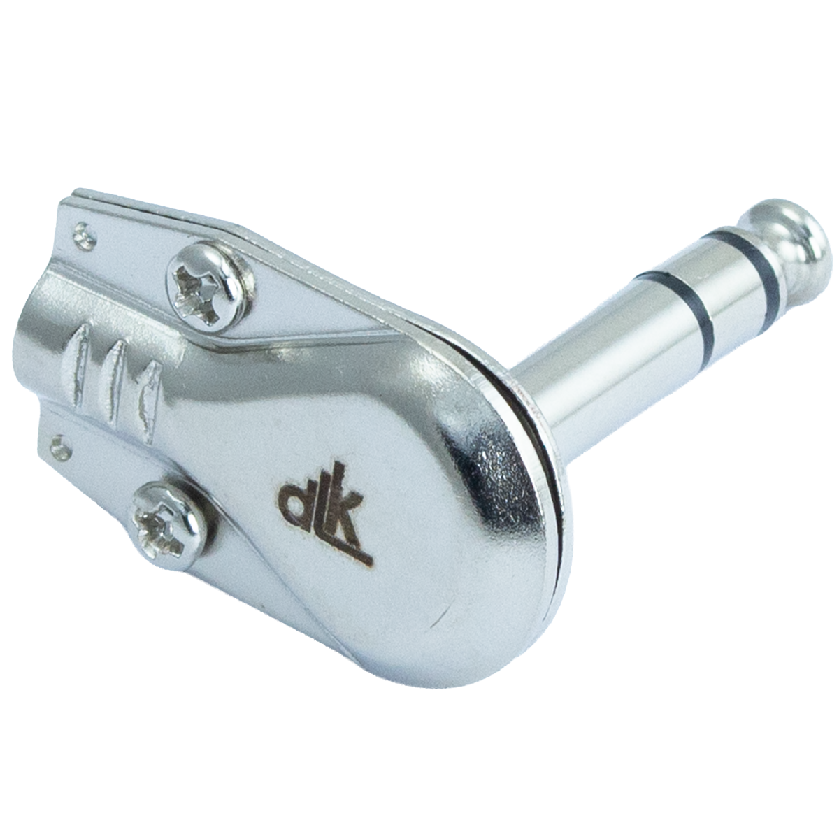 Conector Som P10 90º Stereo com logo DLK (Pedal).