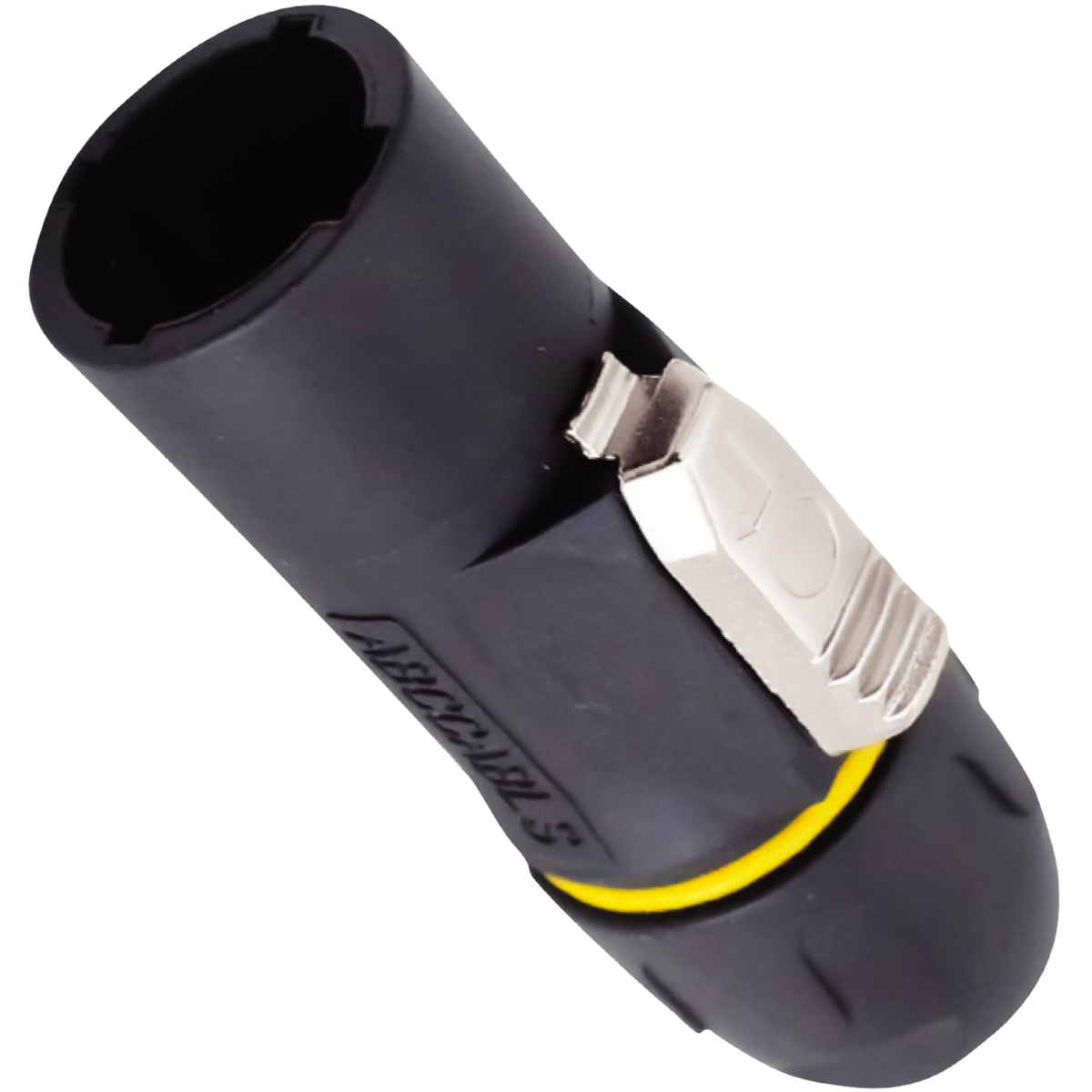 Conector PowerCon macho em linha Preto.