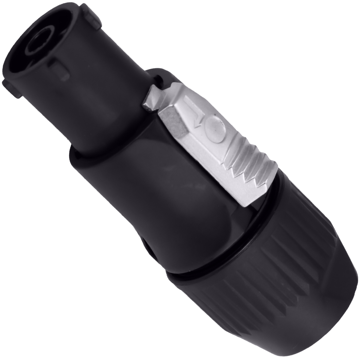 Conector PowerCon Fêmea em linha Preto.