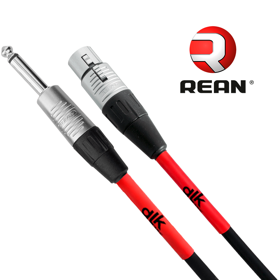 Embalagem do cabo DLK Music Revolution com cabo preto enrolado, conectores metálicos e arte colorida com instrumentos musicais.