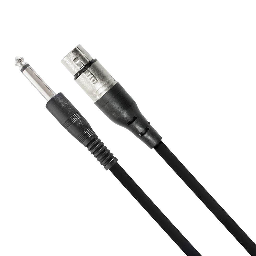 Cabo POP Line para microfone com conectores XLR e P10 metálicos e 5 metros, indicado para ensaios, estudo e uso musical.