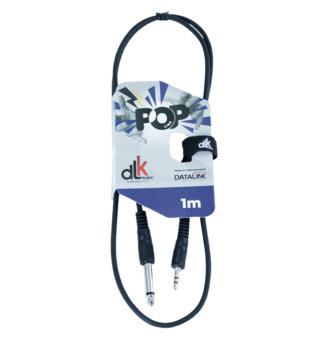 Cabo POP Line para microfone com conectores XLR metálicos e 3 metros, indicado para estudo, ensaios e uso musical básico.